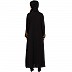 A-line abaya with golden lace at sleeves-Black-golden